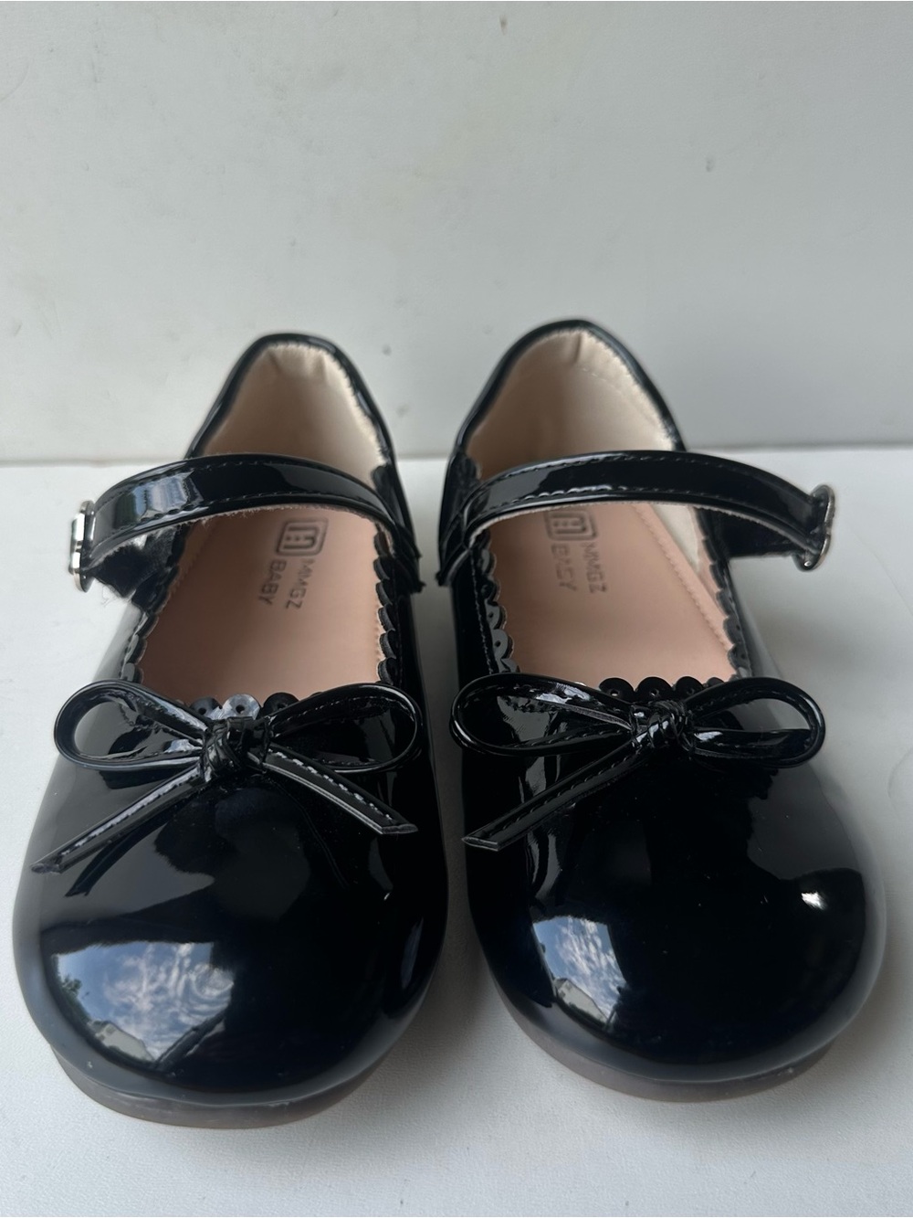 MMGZ Baby Girls Black Patent Leather Mary Jane Dress Shoes Bow Size US 11.5 EU28
